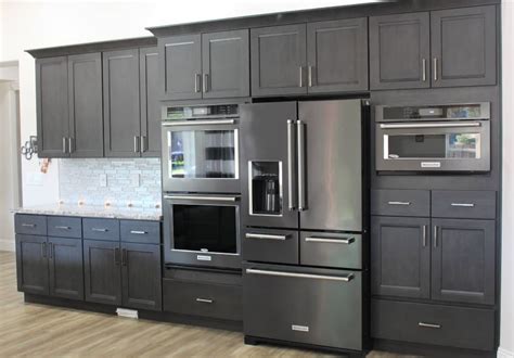 paint colors for kitchen cabinets with stainless steel appliances|gray stainless steel cabinets.